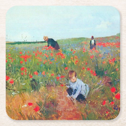 Blume in einem Feld auswählen, Mary Cassatt Rechteckiger Pappuntersetzer (Vorderseite)