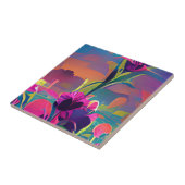 Blume in einem Feld bunt abstrakte Digitalkunst Fliese (Seite)