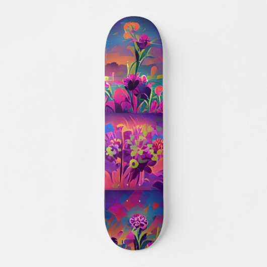 Blume in einem Feld bunt abstrakte Digitalkunst Skateboard (Vorne)