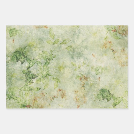 Blume in einem grünen Mosaikpapier Geschenkpapier Set (Vorderseite 2)