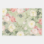 Blume in einem grünen Mosaikpapier Geschenkpapier Set (Vorderseite)