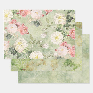 Blume in einem grünen Mosaikpapier Geschenkpapier Set