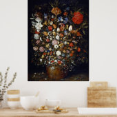 Blume in einem Holzschiff Poster (Küche)