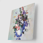 Blume in einem Rokoko Vase, Paul Cezanne Quadratische Wanduhr (Winkel)