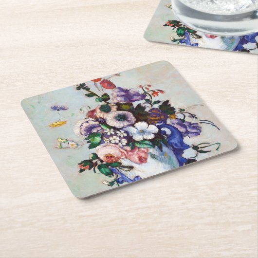 Blume in einem Rokoko Vase, Paul Cezanne Rechteckiger Pappuntersetzer (angewinkelt)