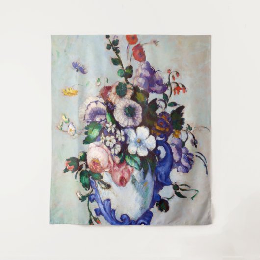 Blume in einem Rokoko Vase, Paul Cezanne Wandteppich (Vorderseite)