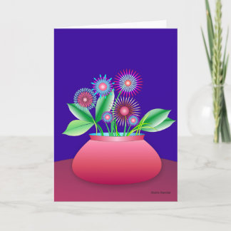 Blume in einem roten Pot Grußkarte Karte