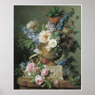 Blume in einer Alabaster Vase mit Vogelnest 1783 Poster