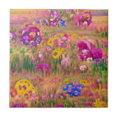 Blume in einer funkelnden psychedelischen Digitalk Fliese (Vorderseite)