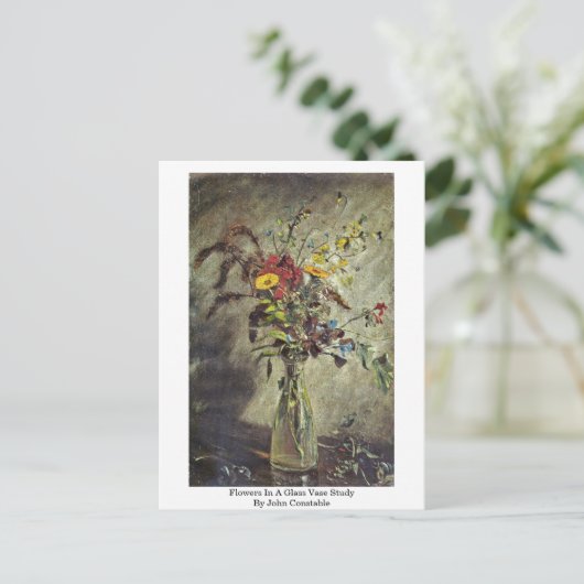 Blume in einer Glas-Vase-Studie von John Constable Postkarte (Stehend Vorderseite)