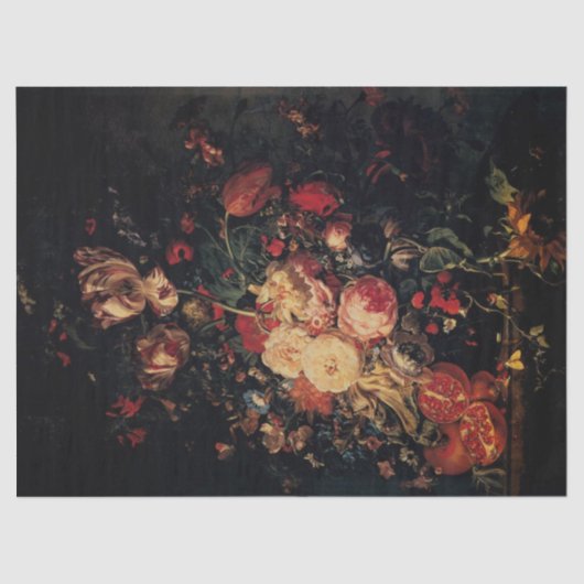 Blume in einer Glasvase mit Granatäpfeln, Ruysch Seidenpapier (Vorderseite)