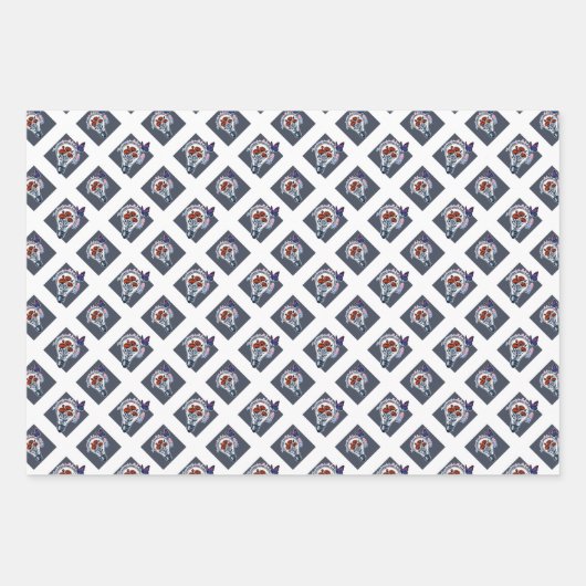 Blume in einer Glühbirne und Schmetterling in Bise Geschenkpapier Set (Vorderseite 3)