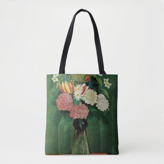 Blume in einer grünen Vase Tasche (Vorderseite)