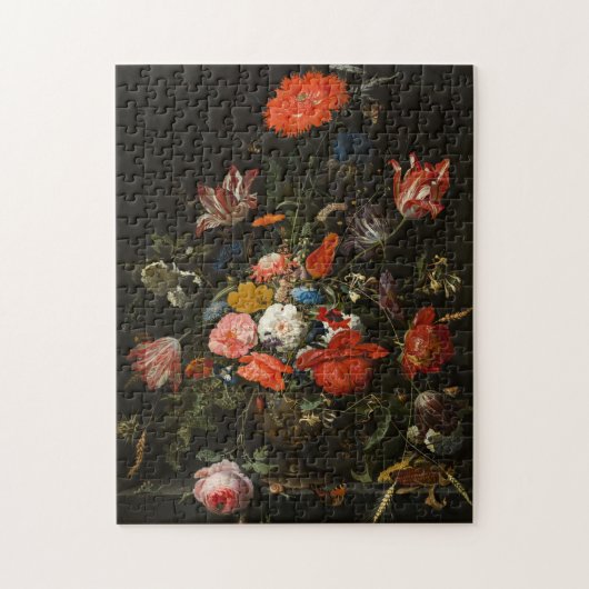 Blume in einer Metallvase, Abraham Mignon Puzzle (Vertikal)