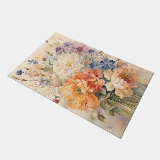 Blume in einer modernen Badematte Fußmatte (Schrägansicht)