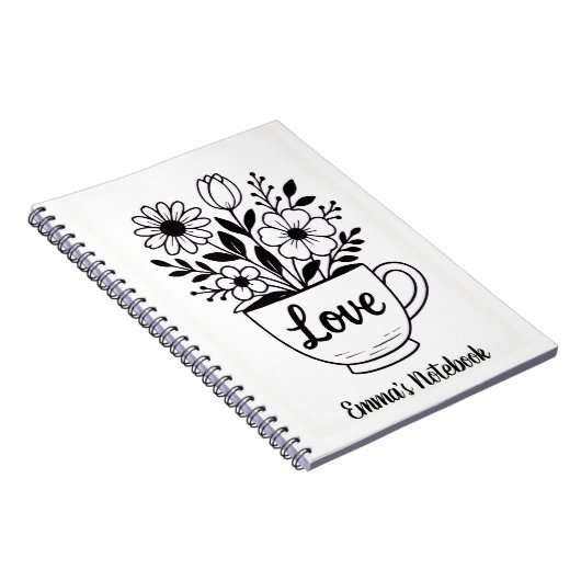 Blume in einer Teetasse Notizblock (Rechte Seite)