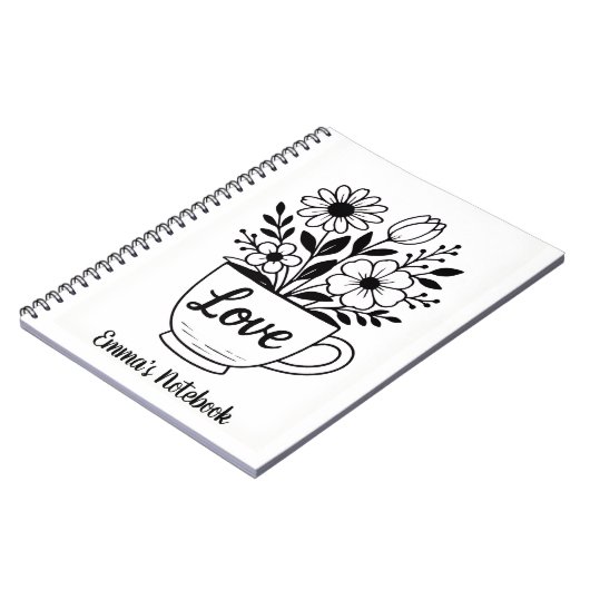 Blume in einer Teetasse Notizblock (Linke Seite)