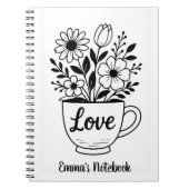 Blume in einer Teetasse Notizblock (Vorderseite)