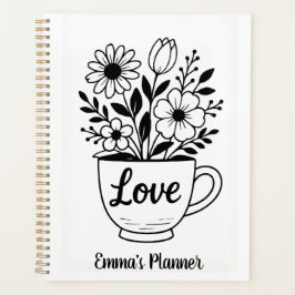 Blume in einer Teetasse Planer