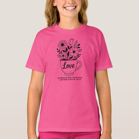 Blume in einer Teetasse Spaß machen T-Shirt (Vorderseite)