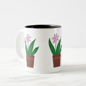 Blume in einer Topf-Tasse Zweifarbige Tasse (Vorderseite Links)