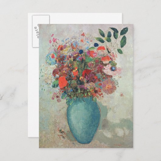 Blume in einer Türkisvase, c.1912 Postkarte (Vorne/Hinten)