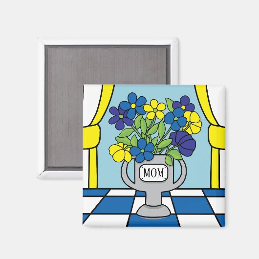 Blume in einer Vase Magnet (Vorderseite/Rückseite)