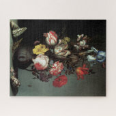 Blume in einer Vase mit Muscheln und Insekten Puzzle (Horizontal)
