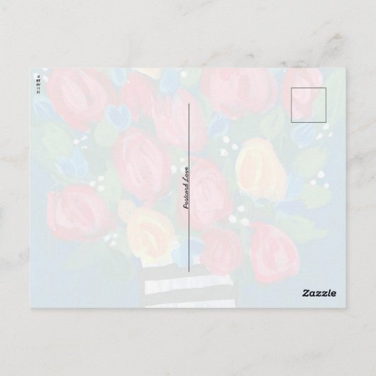 Blume in einer weißen und schwarzen Vase Postkarte (Rückseite)