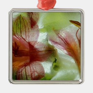 Blume in Eis Silbernes Ornament