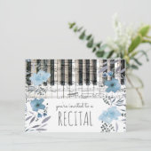 Blume in elegantem Blau Einladung (Stehend Vorderseite)