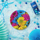 Blume in fluoreszierender Farbpapierplatte Pappteller (Party)