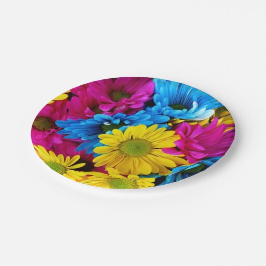 Blume in fluoreszierender Farbpapierplatte Pappteller (Schrägansicht)