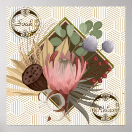 Blume in Frame Text Soak Relax Moderner Hintergrun Poster