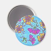 Blume in Gelb und Rosa Mehndi Magnet (Vorderseite/Rückseite)