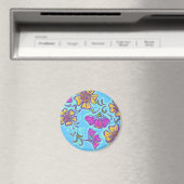 Blume in Gelb und Rosa Mehndi Magnet (In Situ (Geschirrspüler))