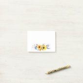 Blume in Gelb- und Wasserfarbe Post-it Klebezettel (Auf Schreibtisch)