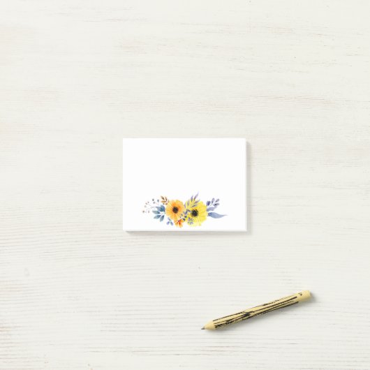 Blume in Gelb- und Wasserfarbe Post-it Klebezettel (Auf Schreibtisch)