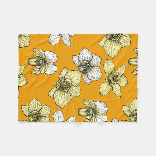 Blume in Gelb und Weiß Fleecedecke (Vorderseite (Horizontal))