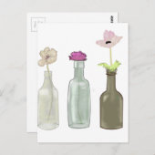 Blume in Glasflaschen. Pastellfarben Postkarte (Vorne/Hinten)