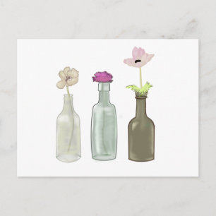 Blume in Glasflaschen. Pastellfarben Postkarte