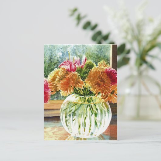 Blume in Glasvase Postkarte (Stehend Vorderseite)