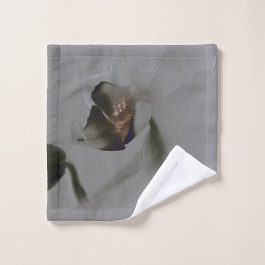 Blume in Grau Badhandtuch Set (Waschlappen)