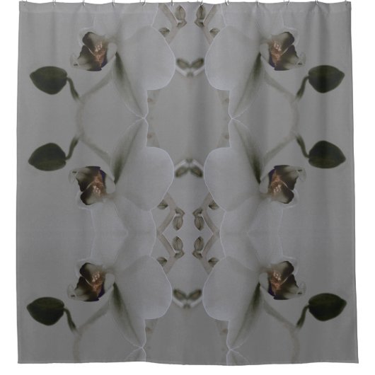 Blume in Grau Duschvorhang (Vorderseite)