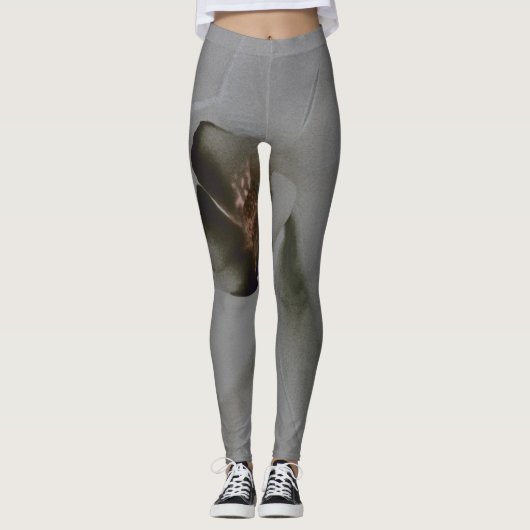 Blume in Grau Leggings (Vorderseite)