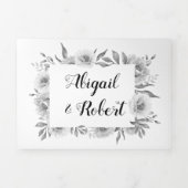 Blume in Grau, Schwarz und Weiß Dreifach Gefaltete Einladung (Cover)