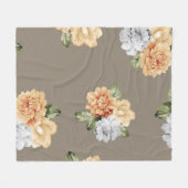 Blume in Grau und Creme mit Blätter Fleecedecke (Vorderseite (Horizontal))
