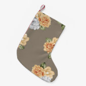 Blume in Grau und Creme mit Blätter Kleiner Weihnachtsstrumpf (Vorderansicht (hängend))