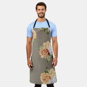 Blume in Grau und Creme mit Blätter Schürze (Getragen)