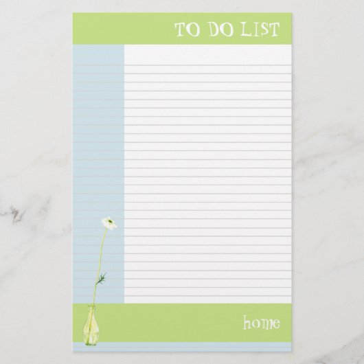 Blume in Green To Do List Briefpapier (Vorderseite)